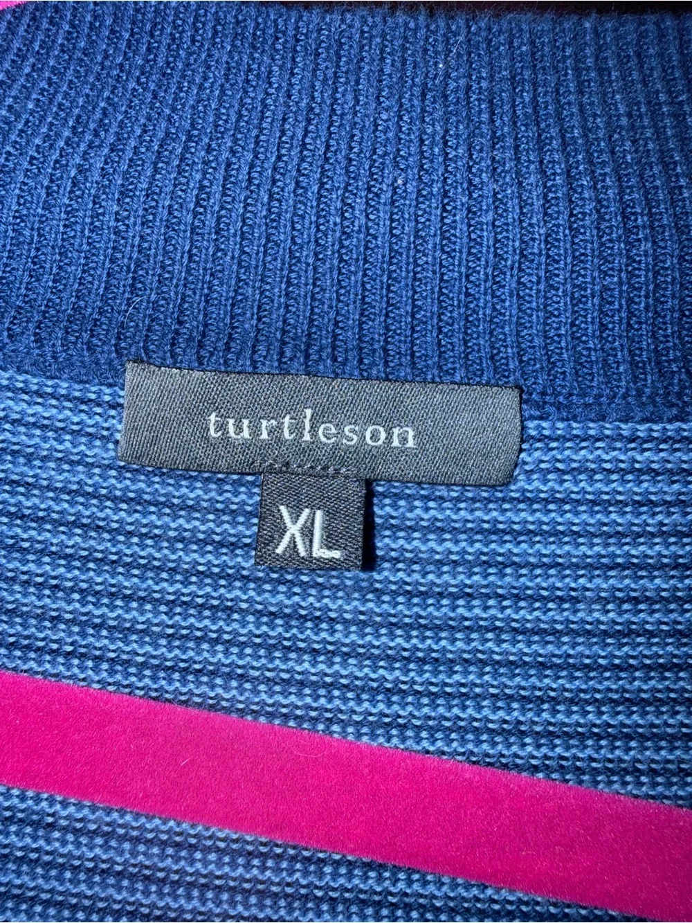 Turtleson blue striped 1/4 zip lightweight sweater XL